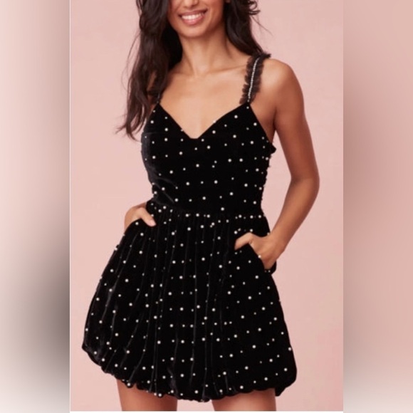 LoveShackFancy Devita Dress Embellished Velvet Mini Dress - Picture 4 of 15